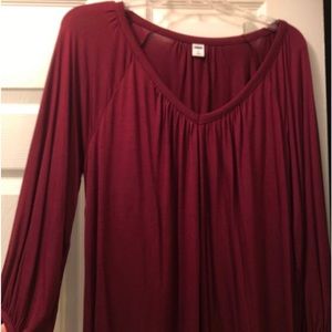 Old Navy Red / Maroon V Neck Blouse / Top